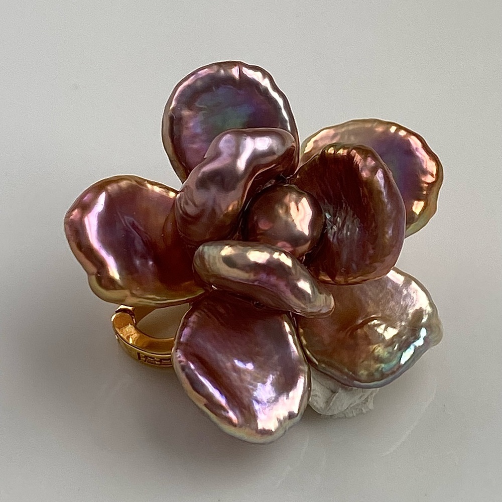 P154-Premium Petal Pearl Purple Double Layer Flower Detachable Pendant